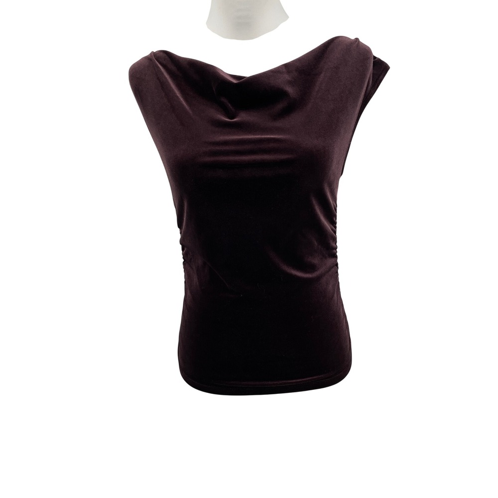 Old Navy Velvet Top Women XS Dark Plum Drape Neck Whimisgoth Romantic Sleeveless